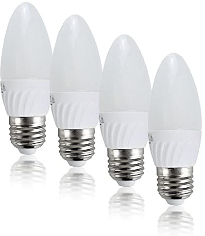 MiniSun | Thermal Plastic 4w LED ES E27 40w Frosted Opal Candle Bulbs | LED Bulbs, Home Décor & Improvement Essential | Pack of 4 | Includes Bulb [3000K Warm White]