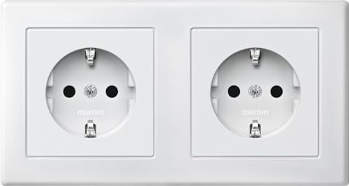 Merten MEG2328-1519 SCHUKO-Doppel-Steckdose, BRS, Steckklemmen, polarweiß, M-SMART