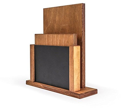 Chalkboards UK Premium Menu Holder and Chalkboard, Wood, Black/Rustic Brown, 20 x 15.9 x 5 cm