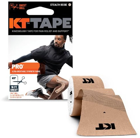 KT Tape Unisex-Erwachsene Pro Kinesiologie, synthetisch, therapeutisches Sport-Tape, 4,6 m, ungeschnittene Rolle, Stealth Beige