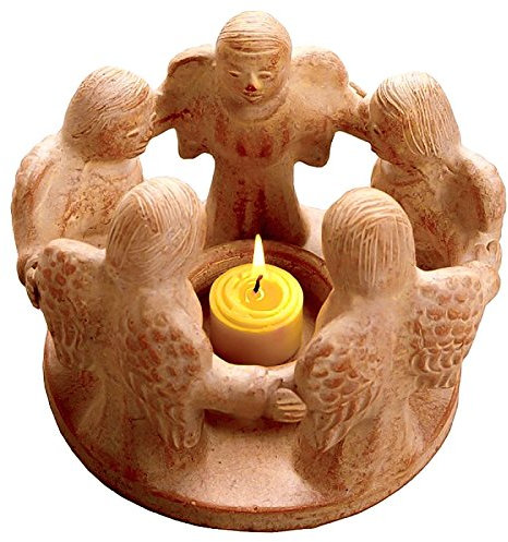Kreis der Freundschaft mit 5 Engeln, original Handarbeit aus Bali, Teelichthalter, Kerzenhalter