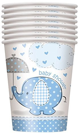 Unique Party 41696 - 9oz Blue Elephant Baby Shower Paper Cups, Pack of 8