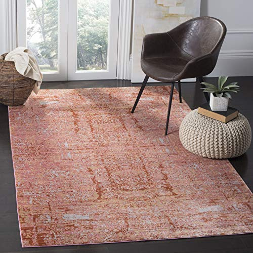 SAFAVIEH Modern Teppich für Wohnzimmer, Esszimmer, Schlafzimmer - Mystique Collection, Kurzer Flor, Rose und Multi, 122 X 183 cm
