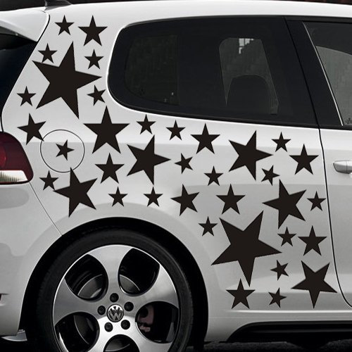 Baumgartner 64-teiliges Stern Tuning Auto Aufkleber Styling Sticker Set - ST_001 (070 schwarz)