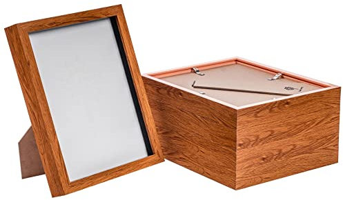 Nicola Spring 3D Shadow Box Photo Frames - 8x10 (20x25cm) - Pack of 5 - Dark Wood 3D Photo Frame Box Picture Frame Box Portrait Display Case for Crafts, Keepsakes, Wedding, Graduation
