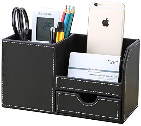 KINGFOM 4 Compartiments Multi-fonctionnels Organisateur de Bureau (Noir)