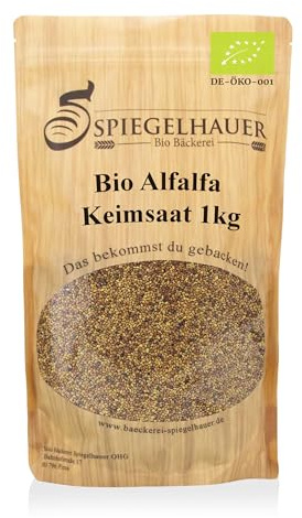 Bio Alfalfa Luzerne Keimsaat - Sprossensamen für die Zucht von Alfalfasprossen - der natürliche Energiespender - lecker in Salaten - Inhalt: 1 kg Alfalfa Samen
