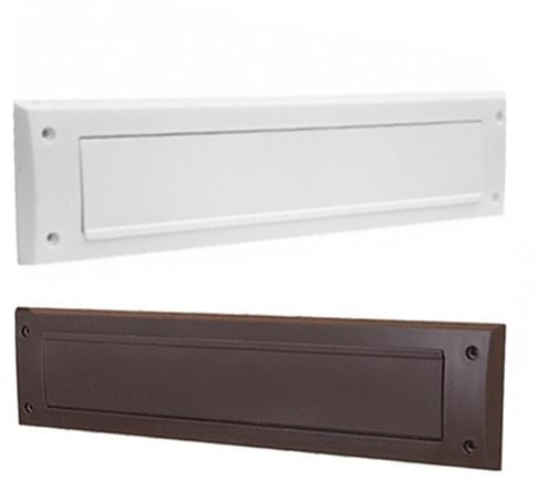 White draught seal | Flap and brush seal help block draughts, dust and debris through letterbox openings; white PVC frame with screw-on fitting.