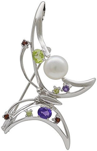 Brosche & Anhänger Schmetterling Perle Amethyst Granat Peridot 925 Silber Damen
