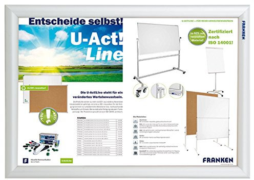 FRANKEN Wechselrahmen Plakatrahmen Security Feuerfest A3, Aluminiumrahmen 25 mm breit, 32,8 x 45,1 x 1,2 cm, BS1802