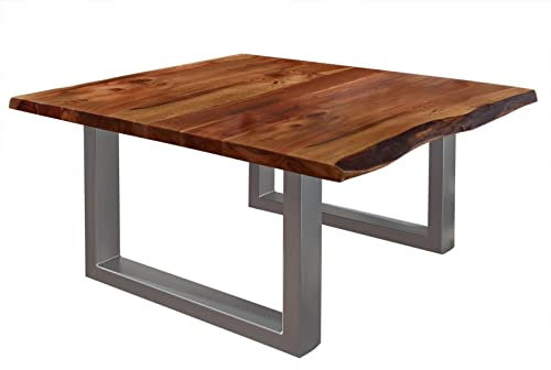 Massiv Couchtisch Baumkante Akazie 90x90x45 walnuss lackiert Freeform 2#10