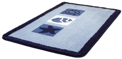 Kleine Wolke Badteppich Beach Azur 55 x 65 cm | OEKO-TEX zertifiziert, rutschhemmende Unterseite, für Fußbodenheizung, maschinenwaschbar, 100% Polyacryl