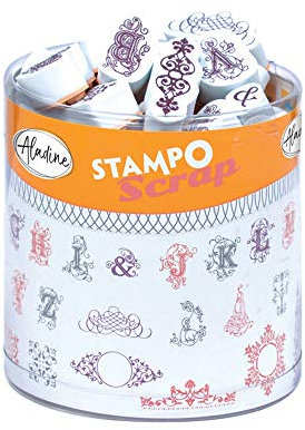 Aladine - Stampo Scrap Arabesque – Stempel-Set für kreative Karten – Scrap, DIY, Basteln – Stempelset zum Mitnehmen + schwarzes Stempelkissen inklusive – Motiv Arabesken