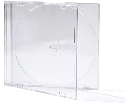 MAXTEK Ultra Dünn 5,2 mm Slim Transparent CD Jewel Case mit integriertem in Frost Klar Tablett, 100 Stück.