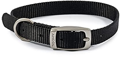 Ancol Viva Lightweight Dog Collar with Reflective Stitching - Black - Durable Weatherproof Poly Weave Pet Neckband - 35-43cm / Size 4