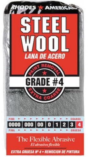 Homax 033873211167 Steel Wool, 12 pad, Extra Coarse Grade #4, Rhodes American, Heavy Duty Steel Wool
