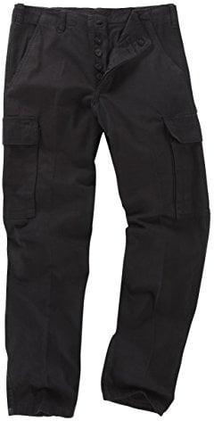 Unknown German Moleskin Trousers - Black, 32 inches, Men's, Cargo, Regular, Ankle Length