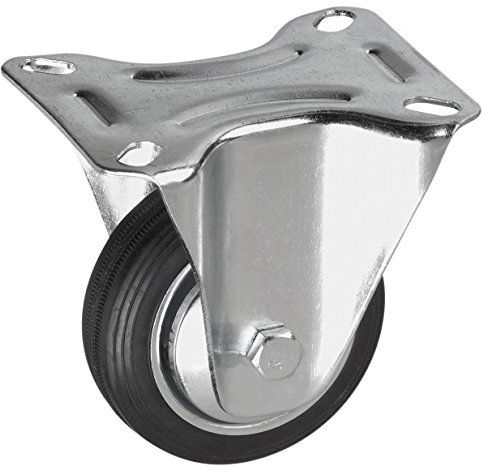 Metafranc 800620 Roulette fixe Ø 80 mm – Plaque 104 x 80 mm – Roue en caoutchouc plein – Surface de roulement souple – Roulement à rouleaux – Charge maximale 50 kg/Roulette de transport/Roulette