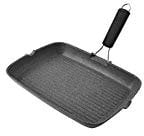 H&H Bistecchiera Stone Manico Silicone Induzione Rettangolare 36X26 Pentole, Alluminio, Nero, 36 cm