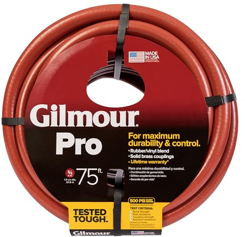 Gilmour Pro Commercial 3/4 x 75' Heavy Duty Water Hose, Durable and Kink Resistant 75 ft Garden Hose