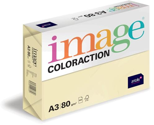 Image Coloraction Atoll - farbiges Kopierpapier - DIN A3, 297 x 420 mm, 80 g/m² - buntes, holzfreies Druckerpapier für Kopierer - 500 Blatt - Elfenbeinfarben
