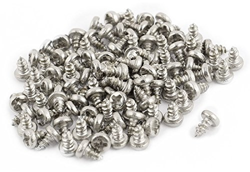 sourcing map 100pcs M2 x 4mm Stainless Steel Phillips Pan Round Head Self Tapping Screws