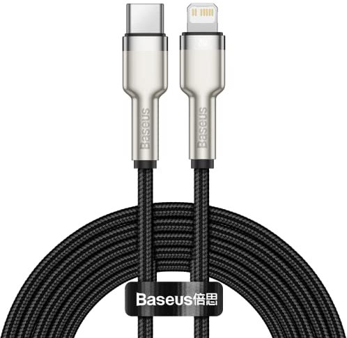 Baseus Cafule Metal Serie, 20 W USB-C & Lightning Schnellladung & Datenübertragungskabel, 2 Meter, Schwarz