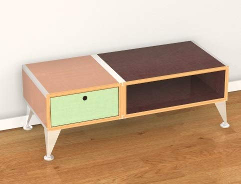 Eichenfrau Kommode/Lowboard 100x35x42 cm (BxHxT) form500-17 Multiplex Birke