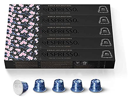 Nespresso Original - Bundle 50 Capsules de Café Tokyo Lungo - Torréfaction Légère, Intensité Équilibrée - Pour Lungo (5 étuis de 10)