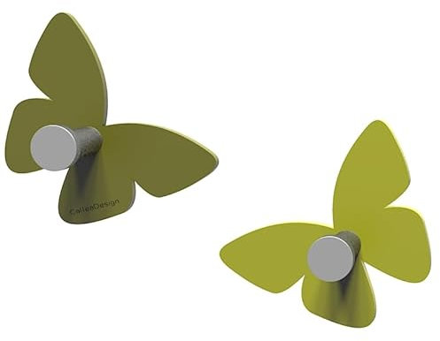 CalleaDesign - Porte-manteau mural moderne pour le hall avec 3 crochets, des millions de papillons, vert olive et vert cèdre