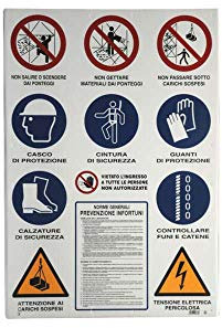 CARTELLO CANTIERE 11 SIMBOLI 80x138 PLASTICA [TARGOTIMBRI ]