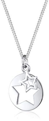 Elli Damen Echtschmuck Halskette mit Stern Cut-out Astro Trend in 925er Sterling Silber 45 cm Länge