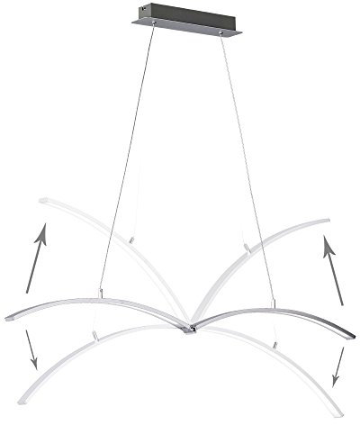 WOFI Pendelleuchte, 2-flammig Banks 2 x LED / 12 W, 7, 5 x 150 x 120 cm, 3000 k, 900 lm, Energieeffizenzklasse A mittels Zentralgelenk verstellbar, nickelfarbig eloxiert 7404.02.76.0000