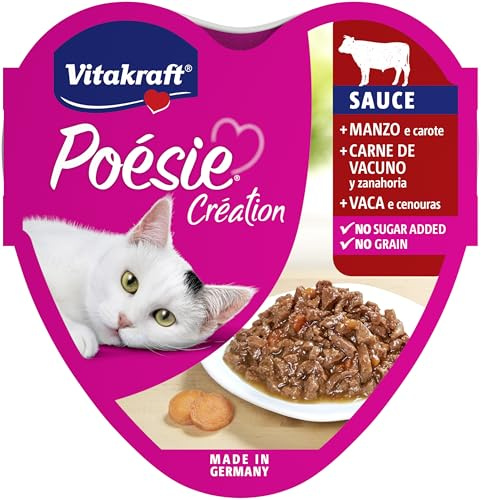Vitakraft Poésie Creation Weide, Nassfutter für Katzen in Sauce, Rind und Karotte, 85 g