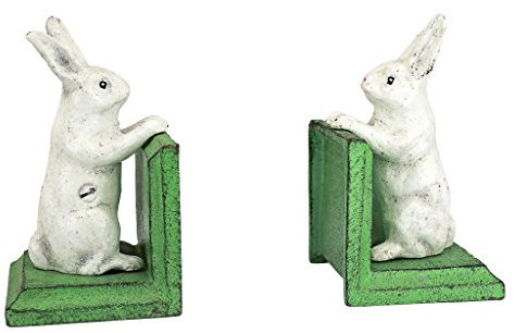 Design Toscano SP1601 Buchstützen aus Gusseisen Bücherwurm Bunny Rabbits, Ständer und Stützen, Metall, mehrfarbig, 3,25 x 7,5 x 7,5 cm