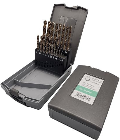 PRO by Lienemann® Metallbohrer Set | HSS Co Bohrer Set 1-10 mm | Edelstahlbohrer Satz 19-tlg. | HSS Cobalt Bohrer Kassette DIN 338, Typ N | Metallbohrer Profi | Art. Nr. RK434019