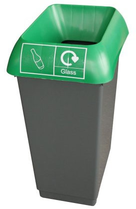Chabrias Ltd 50 Litre Recycling Waste Bin With Lid & Logo Sticker Included (Green Lid & Glass Logo)