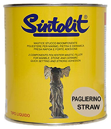 'Sintolit' Marmor/Keramik-Spachtelmasse für Marmor und Keramik. Zweikomponenten-Polyester mit schneller Griffigkeit und sehr hoher Haltbarkeit. Farbe: Caglierino.