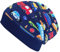 Wollhuhn ÖKO Leichte Mädchen/Jungen Beanie-Mütze Bündchen Elastisch Übergangszeit/Sommer Kinder-Mütze Baumwolle (Öko-Stoffe, Bio) 22222235 (Autos Dunkelblau/Bunt, M)