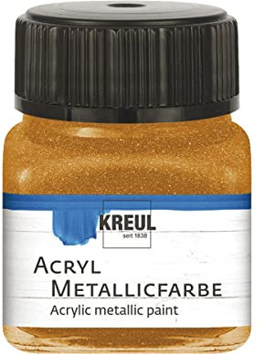 Kreul 77283 - Pintura acrílica metálica, cristal de 20 ml en bronce dorado, glamurosa pintura acrílica con efecto metálico a base de agua, cremosa opaca, secado rápido y resistente al agua