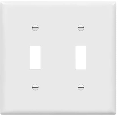 ENERLITES Toggle Light Switch Wall Plate, Gloss Finish, Size 2-Gang 4.50 x 4.57, Double Switch Cover, Unbreakable Polycarbonate Thermoplastic, 8812-W, White