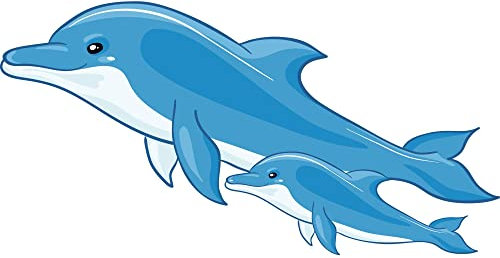 GRAZDesign Wandtattoo Badezimmer Delfin | 2 blaue Delfine | Wandsticker Kinderzimmer | Wandaufkleber Bad, Tür, Fliesenaufkleber Klebefolie Fliesen im Nassbereich - 79x40cm