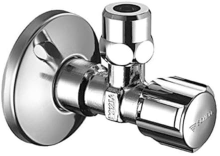 SCHELL 049060699 Eckregulierventil COMFORT 3/8x3/8'' , Eckventil mit langem Schubschaft , Ventil verchromt , mit Rosette ,54mm, zugfeste Messing-Konus-Quetschverschraubung mit Längenausgleich