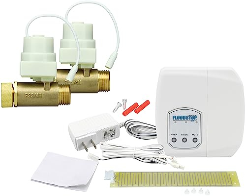 FloodStop Washing Machine Leak Detector Kit with Automatic Water Shut-Off and Visual/Audible Alarms, 3/4 Straight, Hot & Cold Valves
