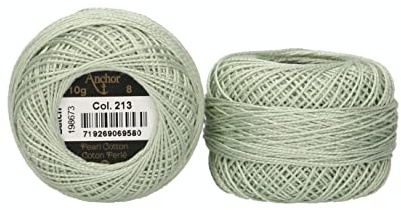 Anchor 4591008-00213 Embroidery Thread, 100% Cotton, Pastel Green, Thickness 8, 82 m, 16 g
