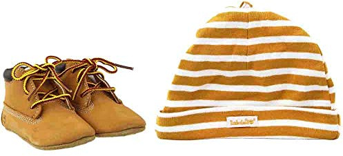 Timberland Kid's Crib Bootie with Hat Boot, Wheat Nubuck, 4 Toddler US