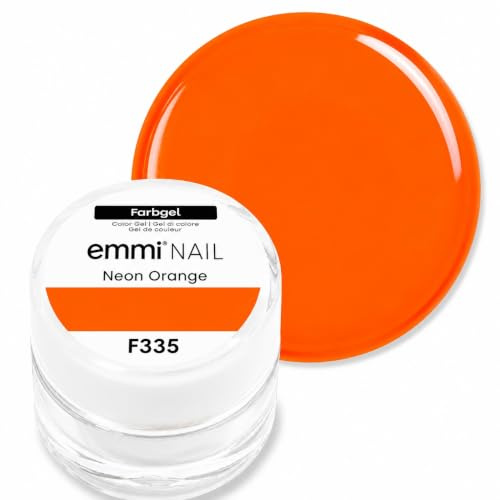 Emmi Nail Farbgel: Veganes UV/LED-Gel für glänzendes Finish, hohe Deckkraft, mittelviskos, kein Verlaufen in die Nagelränder, 5 ml - Neon Orange