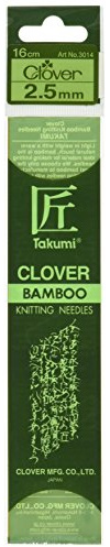 Clover Takumi Bamboo Dbl. Point K/Ndls:16cmx2.5mm, 2.5