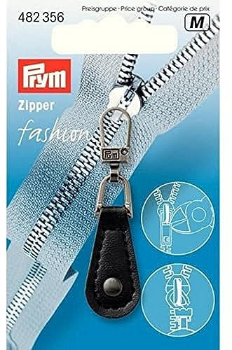 Prym 482356 Fashion-Zipper Lederimitat rund schwarz
