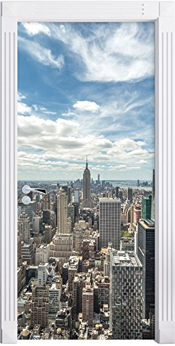 Stil.Zeit Möbel New York Skyline als Türtapete, Format: 200x90cm, Türbild, Türaufkleber, Tür Deko, Türsticker